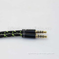 3.5mm jack aux audio cable, audio jack to audio jack cable, green and black braided cable